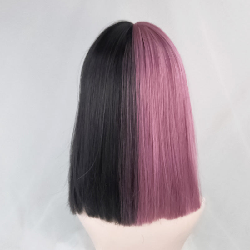 Lolita black and purple mid-length wig WS2273