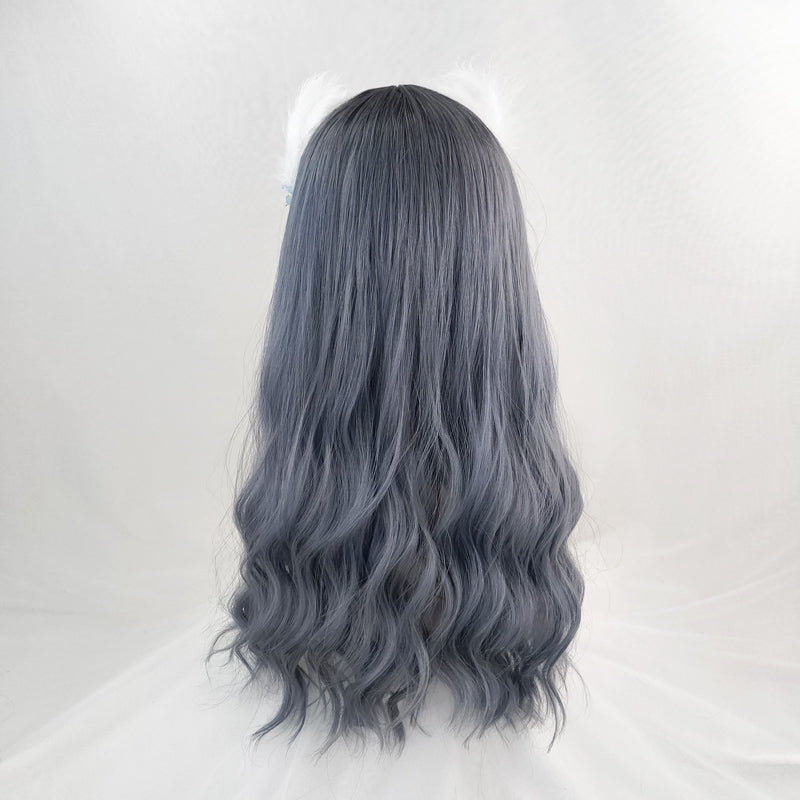Lolita Blue Grey Long Curly Wig WS2233