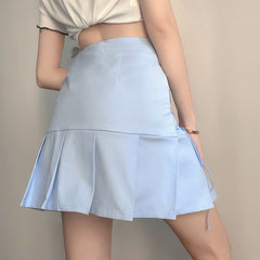 Blue lace high waist skirt SS2723