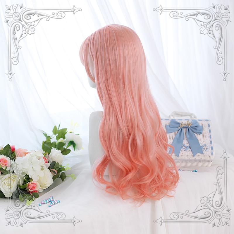 Lolita Orange Pink Long Curly Wig WS1073