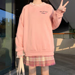 Pink lace stitching sweater SS2412