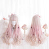 Pink gradient long curly hair lolita wig WS2052