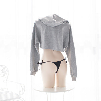 Open chest sporty long-sleeved sweater SS1174