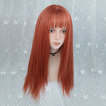 Dirty orange bangs long straight wig WS2277
