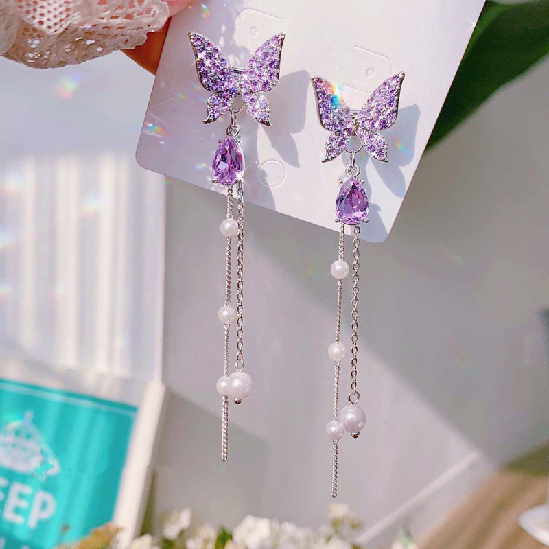 Butterfly glitter diamond earrings SS2404