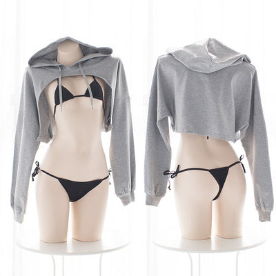 Open chest sporty long-sleeved sweater SS1174