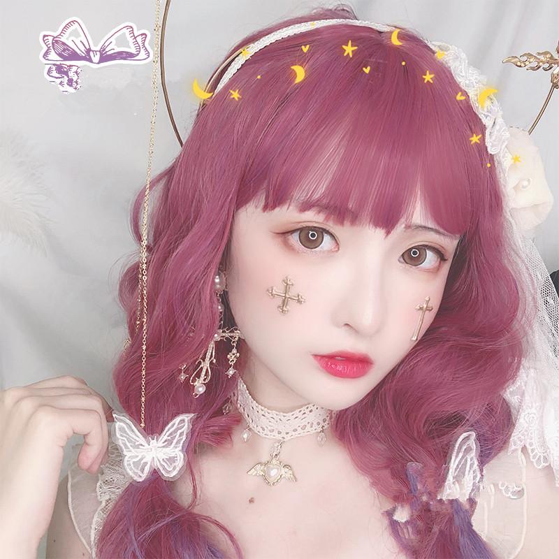 Long curly hair lolita pink purple gradient wig WS2151