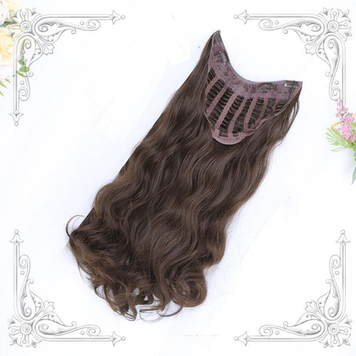 U-Shaped Brown Black Long Curly Wig WS1061