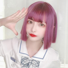 lolita short hair purple cute wig WS2135