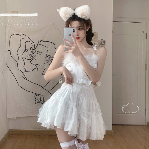 Fantasy ballet skirt and white feather camisole SS2533