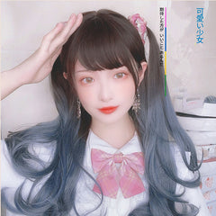 Daily girl with blue curly wig WS2313