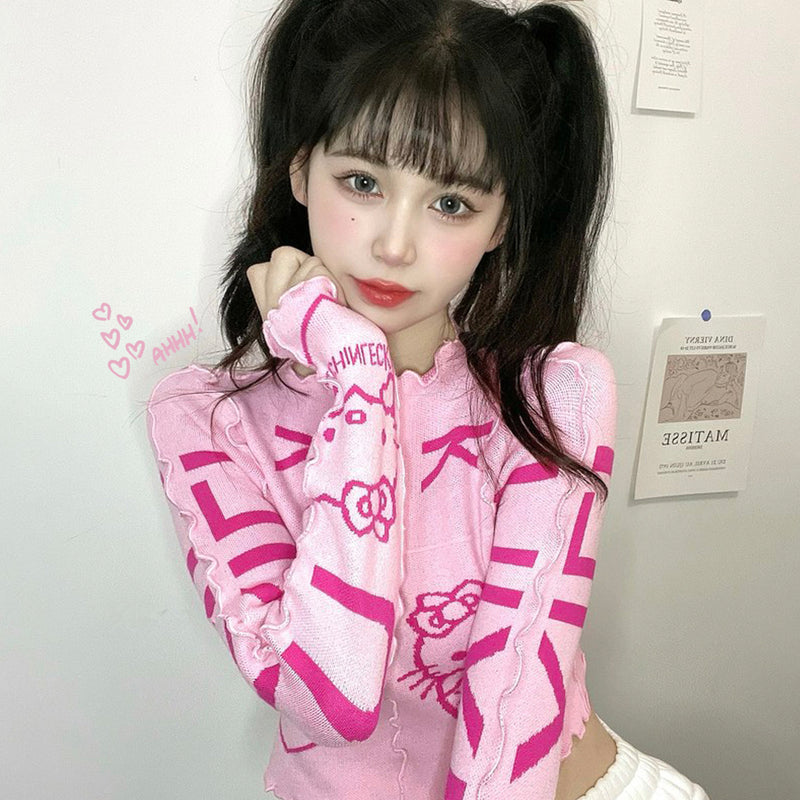 Pink sweater bottoming shirt SS2329