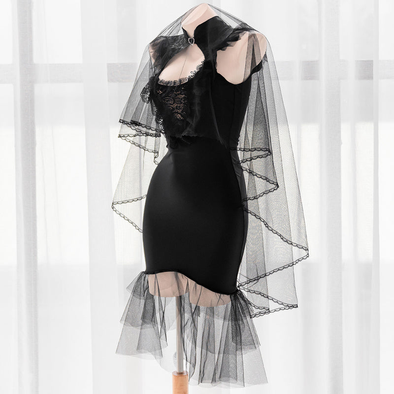 Black flower wedding dress SS2371
