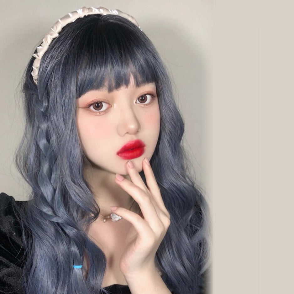 Lolita Blue Grey Long Curly Wig WS2233