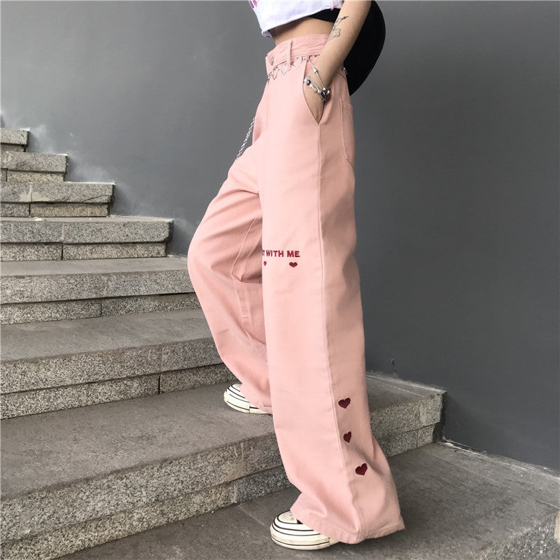 Pink cute love jeans SS2518