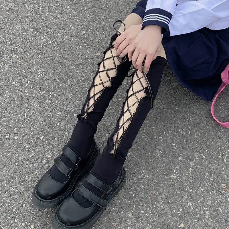 Japanese dark black knee socks  SS1228