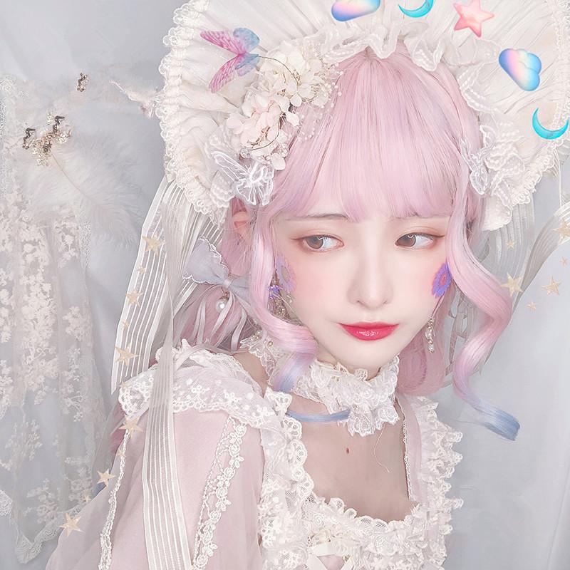 lolita girl with long curly hair natural wig WS2074