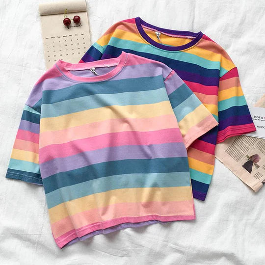 Rainbow / Pastel Striped Short Sleeve Tee SS2961