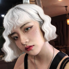 Lolita cute white short curly wig WS2281