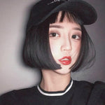 Cute short hair black lolita wig WS1190