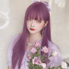 lolita natural purple fluffy wig WS2173