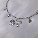 Bowknot Peach Heart Love Necklace SS2684