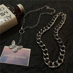 Vintage Butterfly Pendant Double Necklace WS3069