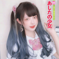 Daily girl with blue curly wig WS2313