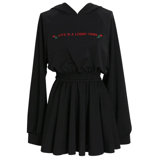 Love Is A Losing Game Dark Rose Hooded Dress SS2975