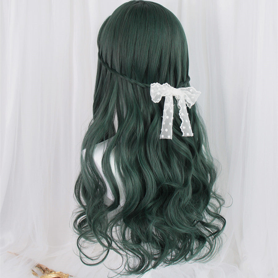lolita dark green long curly wig WS2268