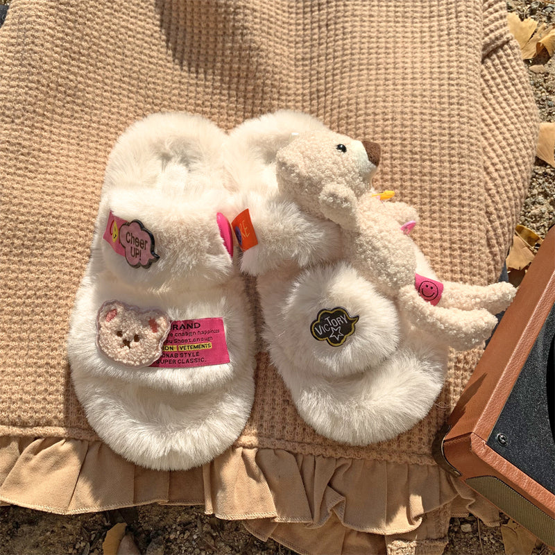 Cute bear plush slippers SS2722