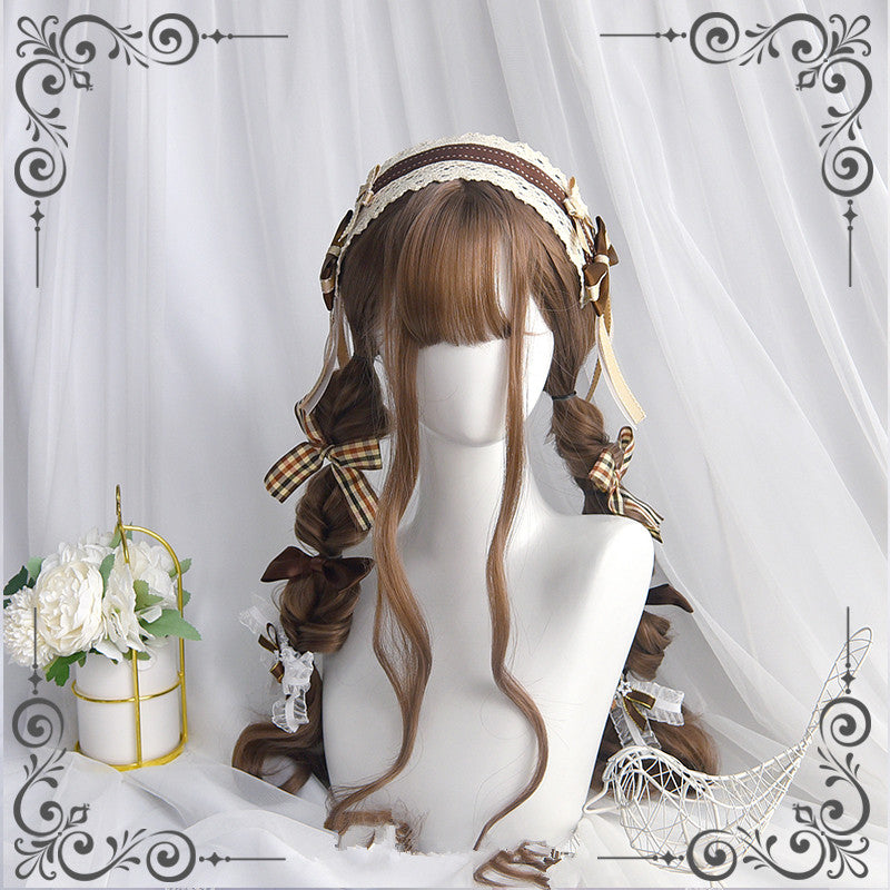 Lolita light golden brown long curly wig WS2197