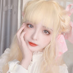 Lolita natural blonde long curly wig WS2177