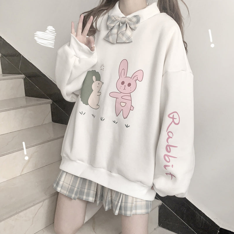 Cute sweater: the little rabbit hugging a hedgehog SS2304