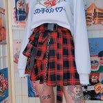 Punk red plaid skirt SS2030