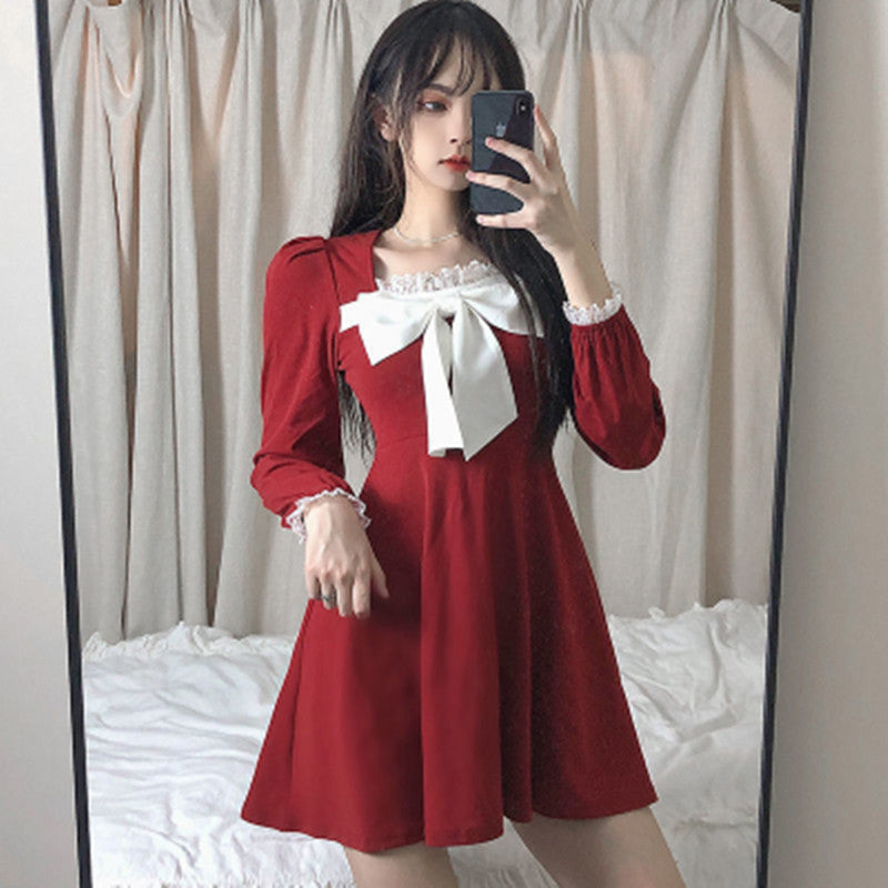 Christmas sweet lace bow dress SS2712