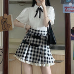 Lace plaid high waist skirt SS2612