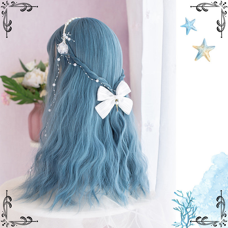 lolita haze blue long curly wig SS2830