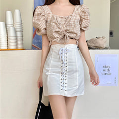 Sweet temperament lace-up skirt SS2523