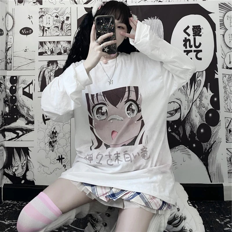 Anime print long sleeve T-shirt  SS3068