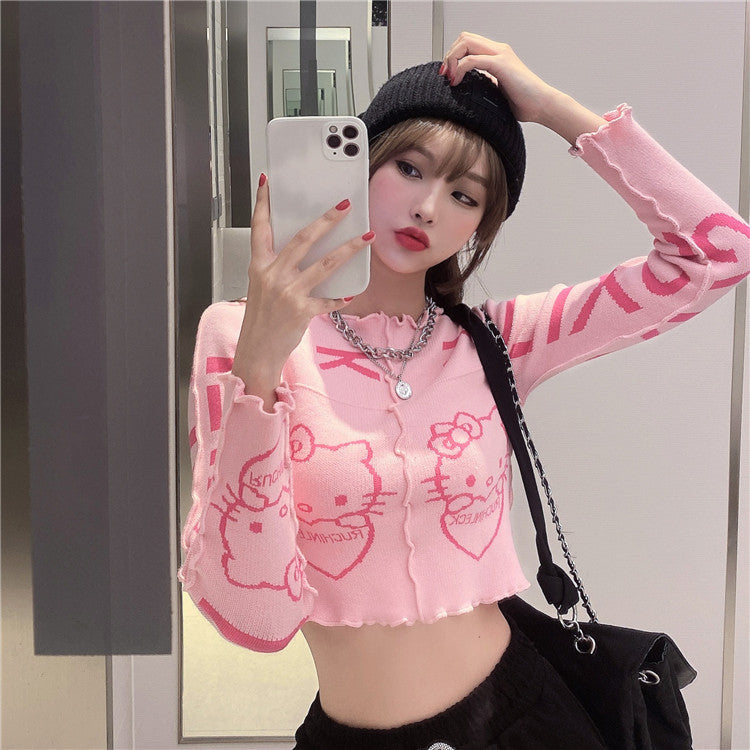 Pink kitty knitted top ss2801