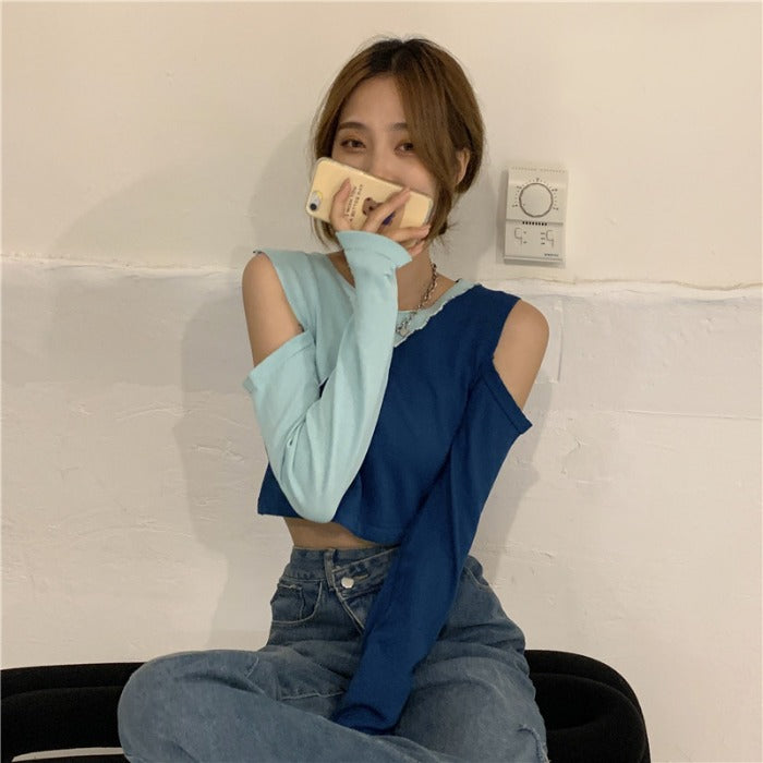 Stitching contrast top SS2522