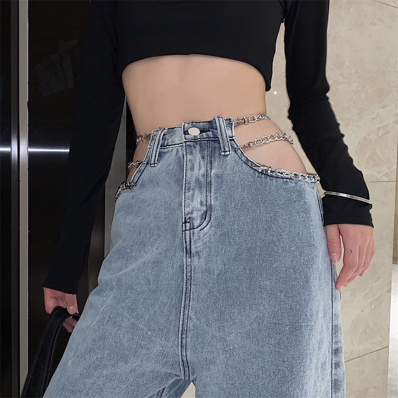 Chain high-rise jeans SS2498