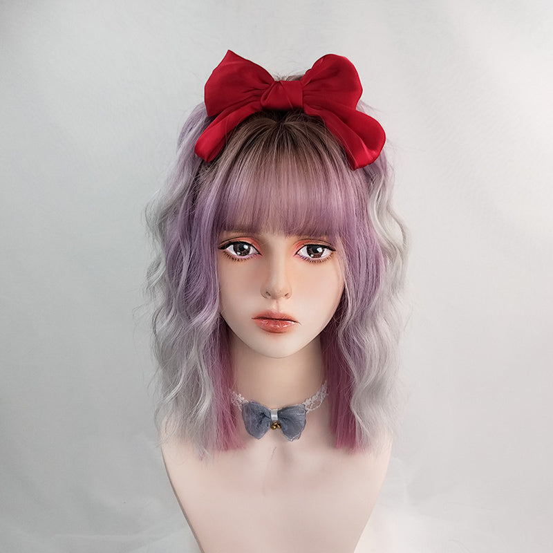Personality Purple Medium Long Hair Wig WS2291