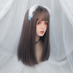 Natural gray pink long straight hair lolita wig  WS1154
