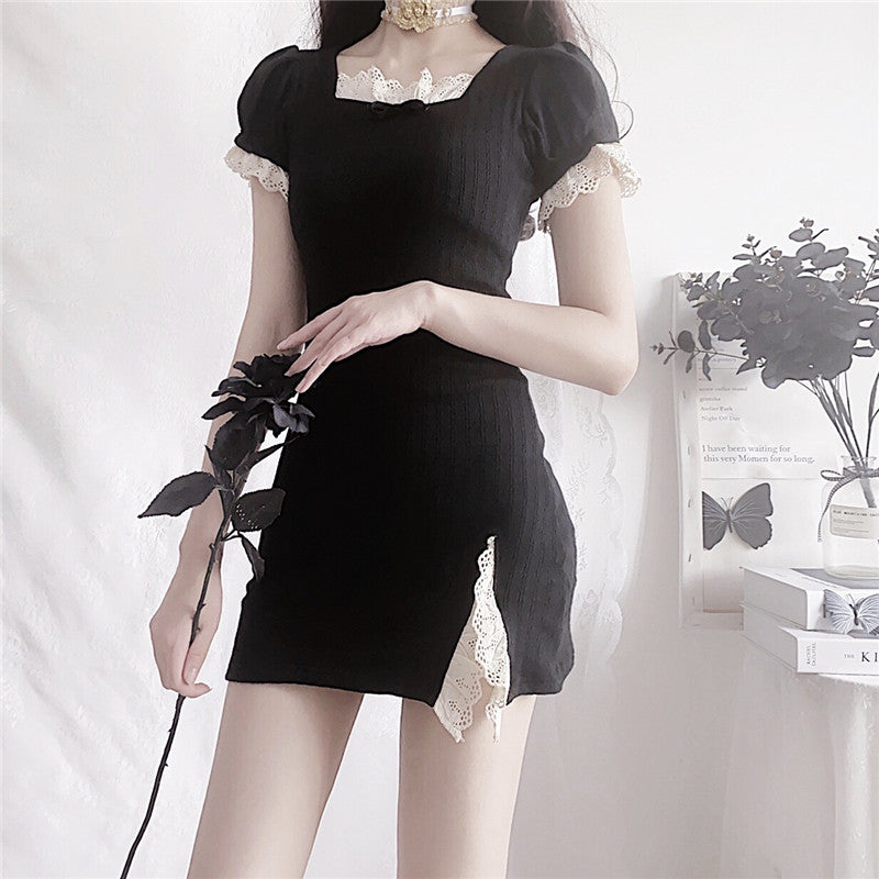 Dark Lace short sleeve dress  SS1248