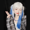 Blue and white gradient long straight wig WS2267