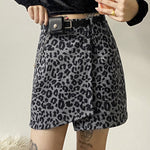 Leopard print chain woolen skirt SS2287