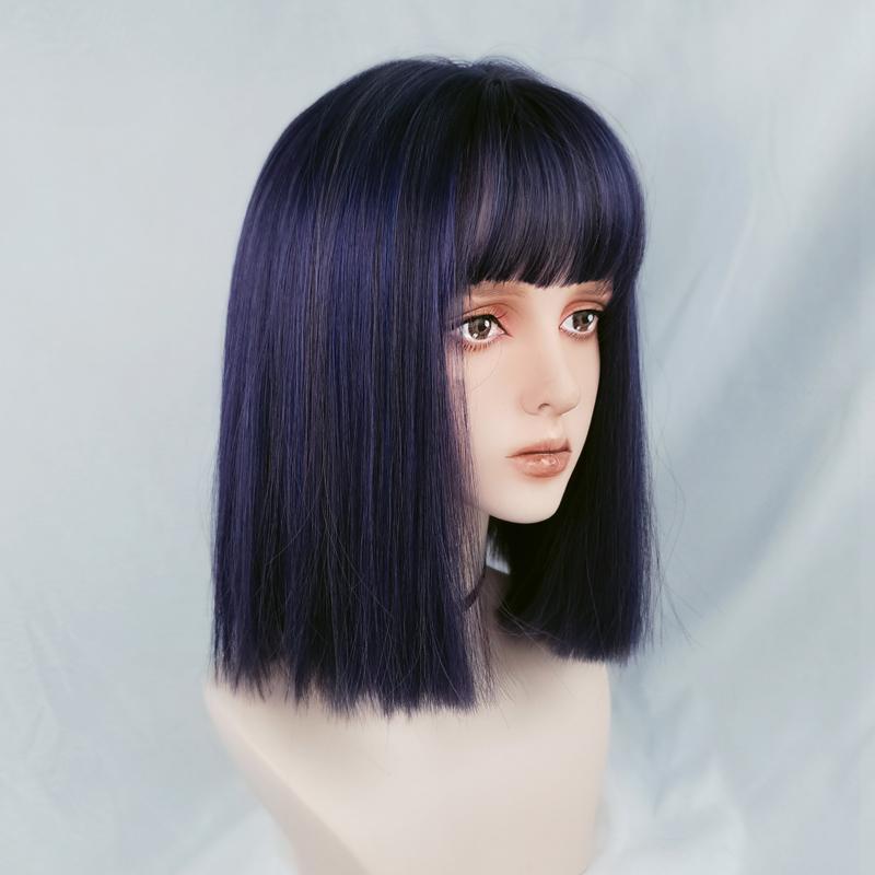 Medium length straight hair lolita blue purple wig  WS1151