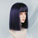 Lolita blue purple short straight hair wig WS1234